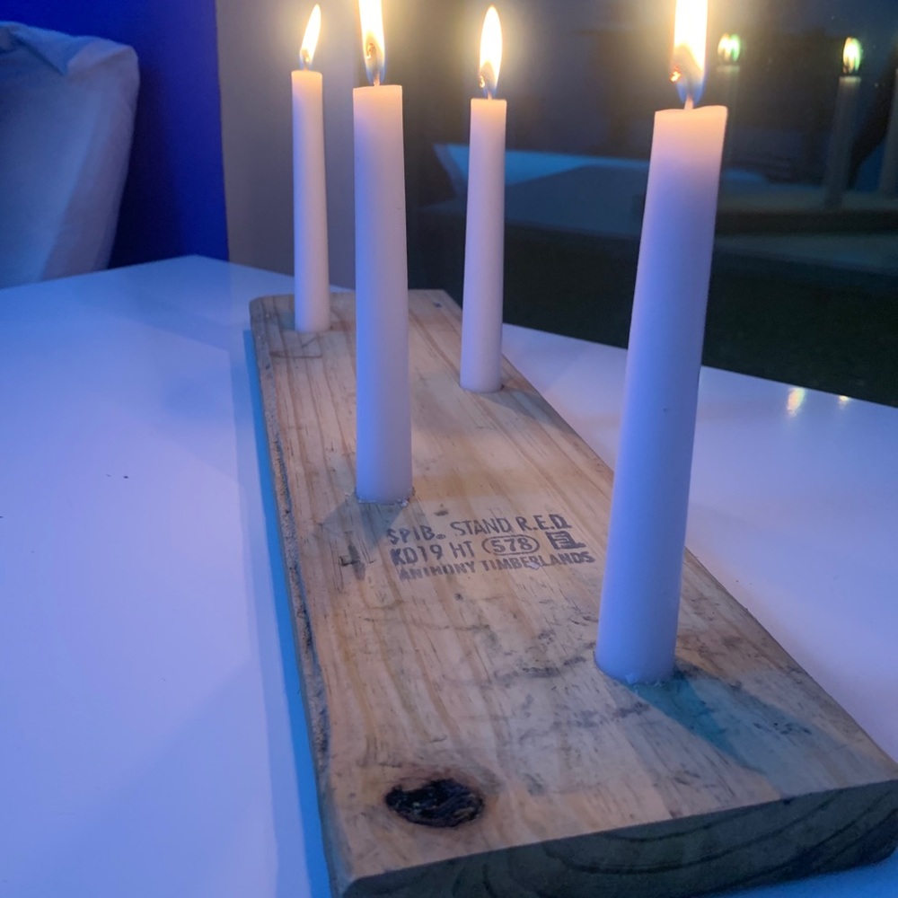 Wood candle holder